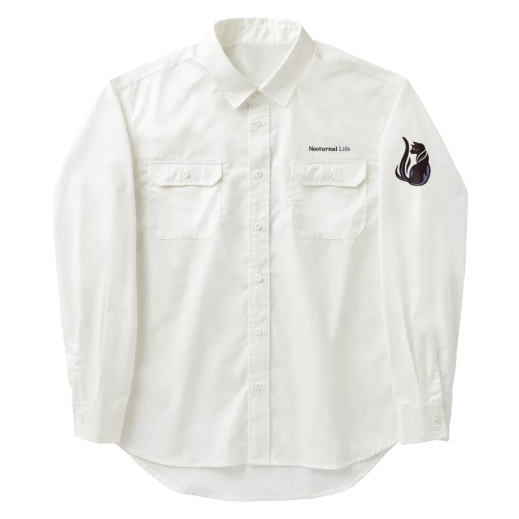 kocoon（コクーン）の夜型生活のネコ Work Shirt