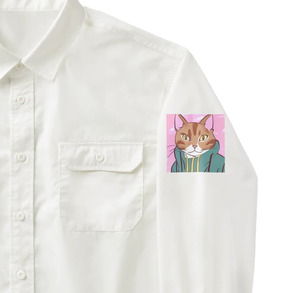 ダンキュのイケメン猫君 Work Shirt