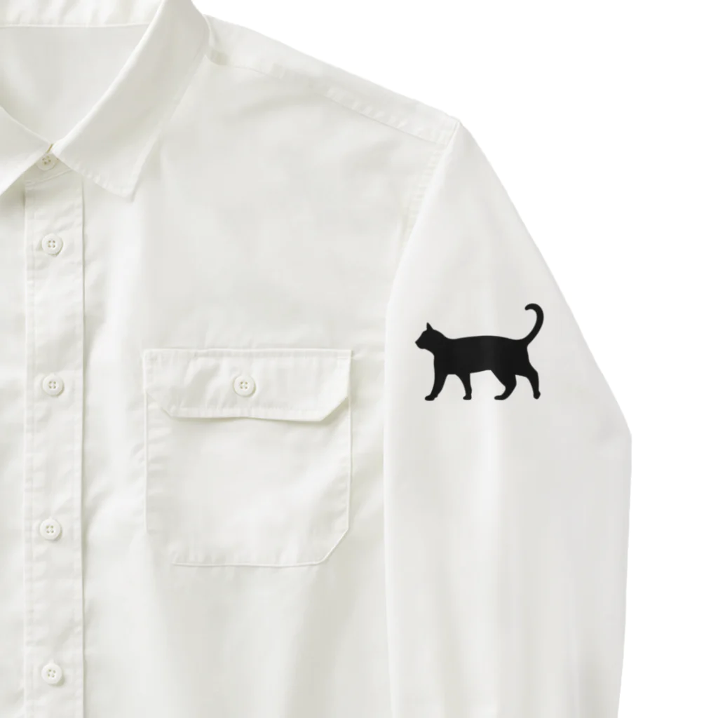 Teatime ティータイムの黒猫は見ていた　ねこ Work Shirt