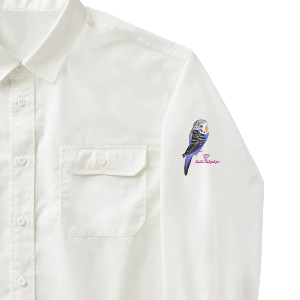 Lily bird（リリーバード）のジャンボセキセイインコ ロゴ入り② ワークシャツ