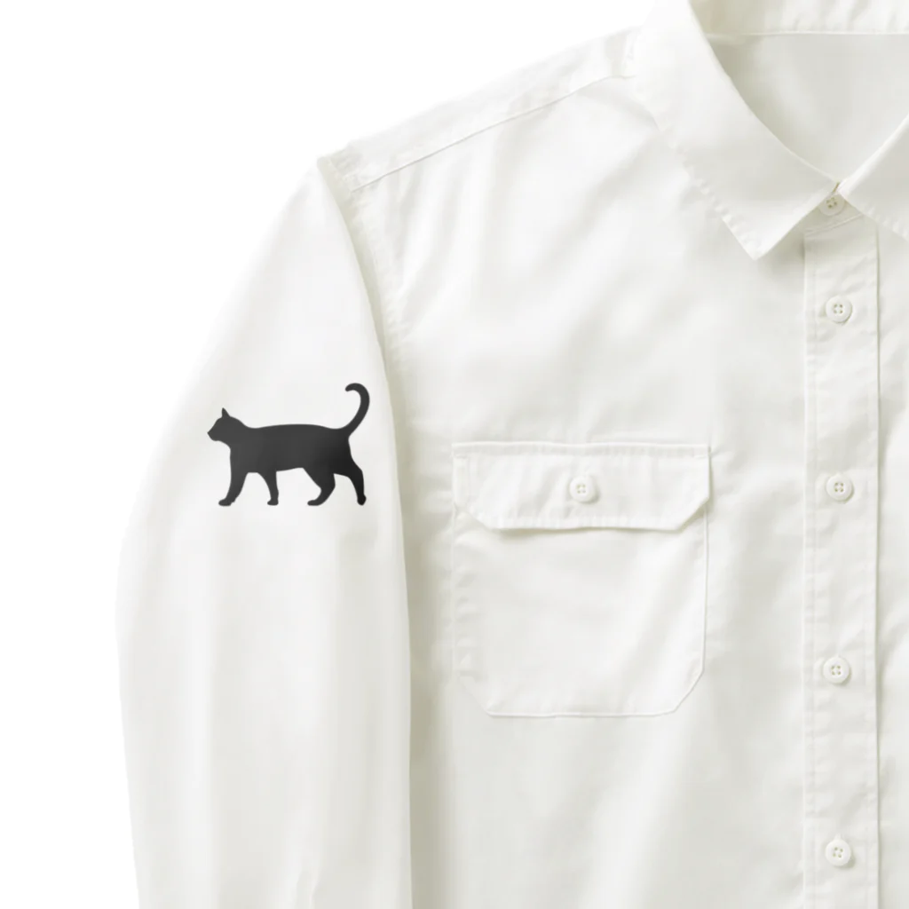 Teatime ティータイムの黒猫は見ていた　ねこ Work Shirt