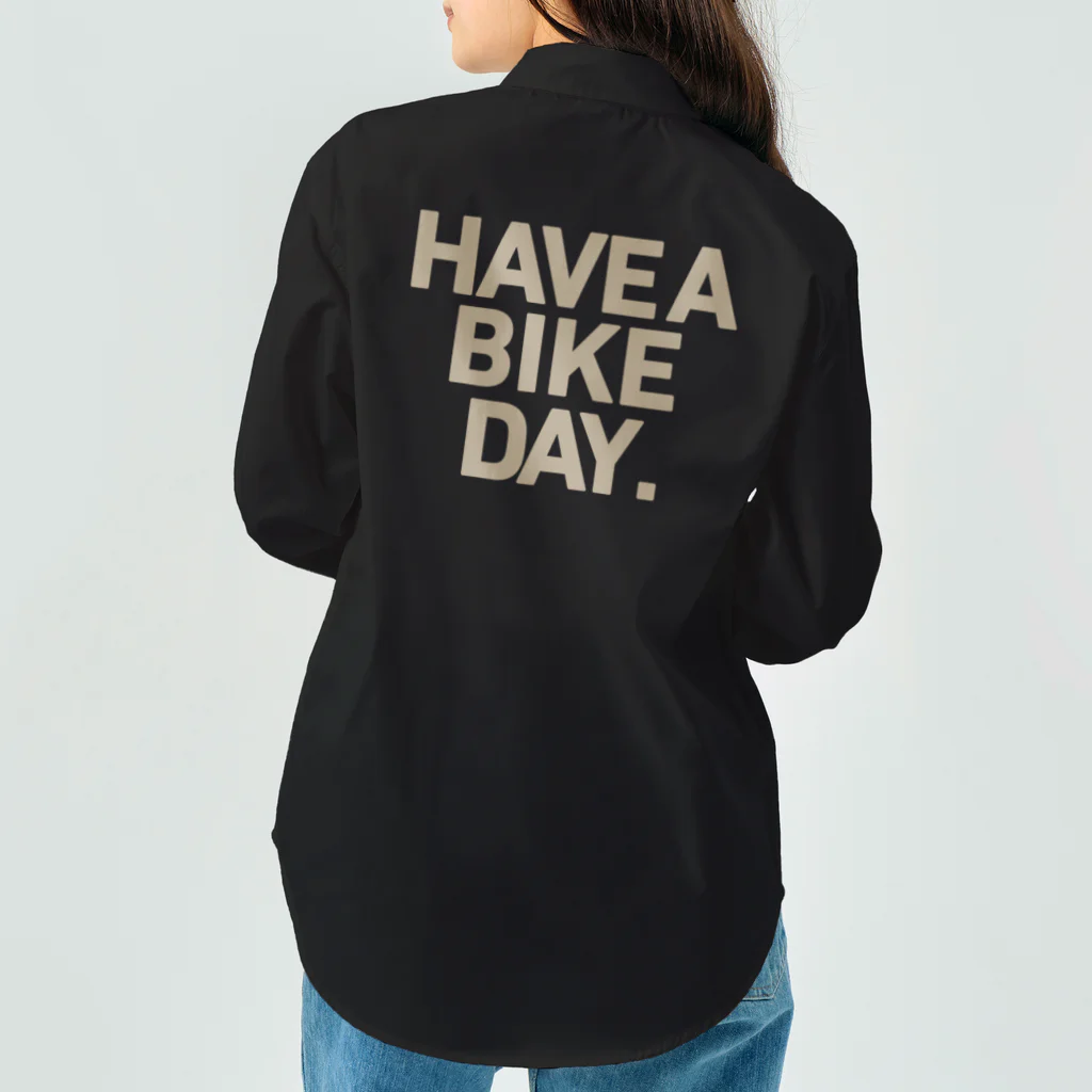 HAVE A BIKE DAY. ＠ SUZURIのHABDワークシャツ(Black/Off-white) ワークシャツ