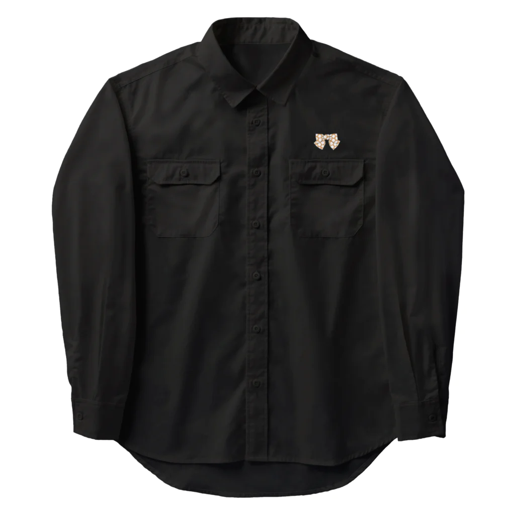 Drecome_Designのドットリボン(ブラウン) Work Shirt