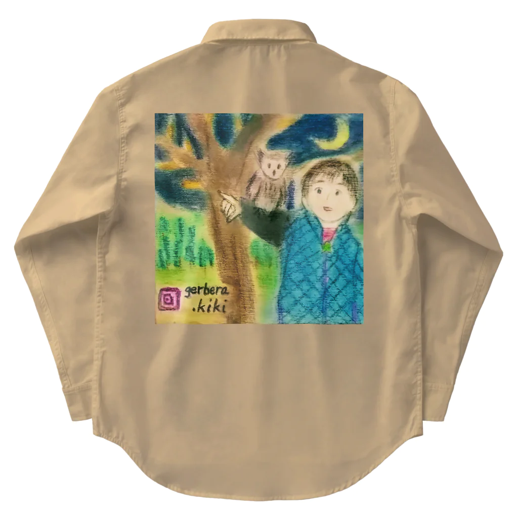 キキとココからのいおちゃん＆フクロウくん Work Shirt