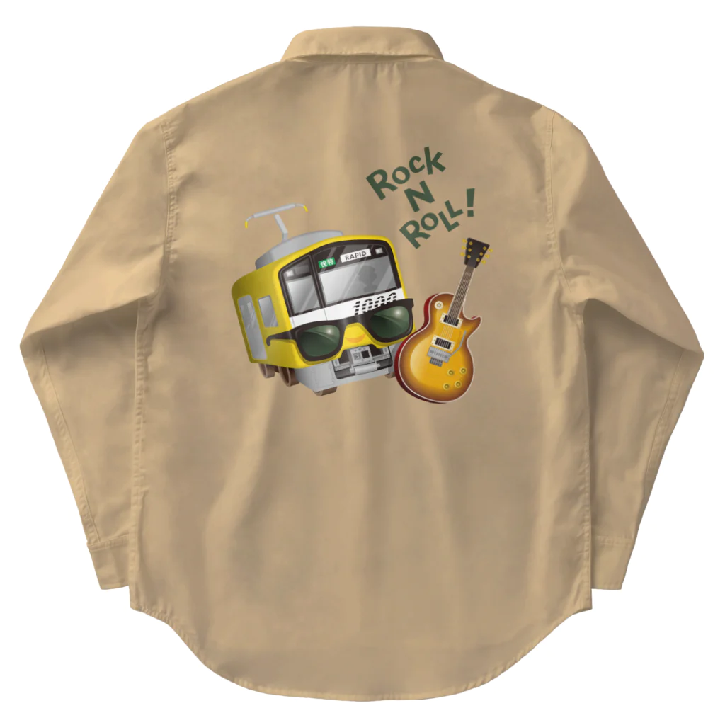 Train Kids! SOUVENIR SHOPの黄色い電車 「 音楽大好き ! 」 Work Shirt