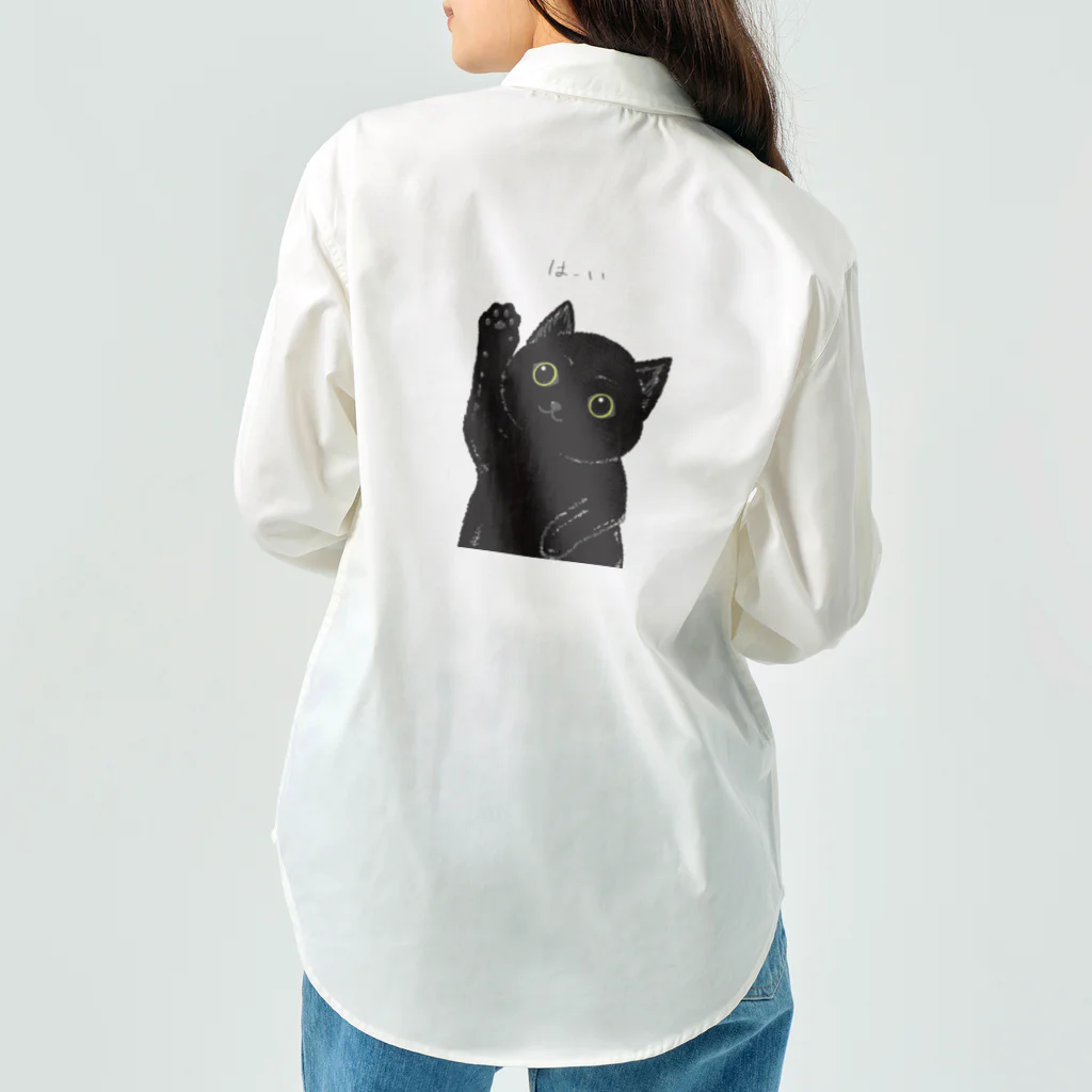 kiramekito_nekoのお返事する黒猫 ワークシャツ