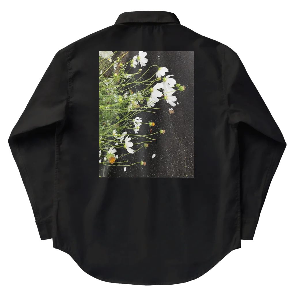 空屋　sorayakusakaの202209181410001　雨の中の秋桜 ワークシャツ