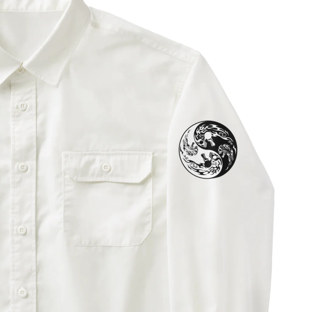 Ａ’ｚｗｏｒｋＳの陰陽二連髑髏 旋転（オリジナル家紋シリーズ） ワークシャツ