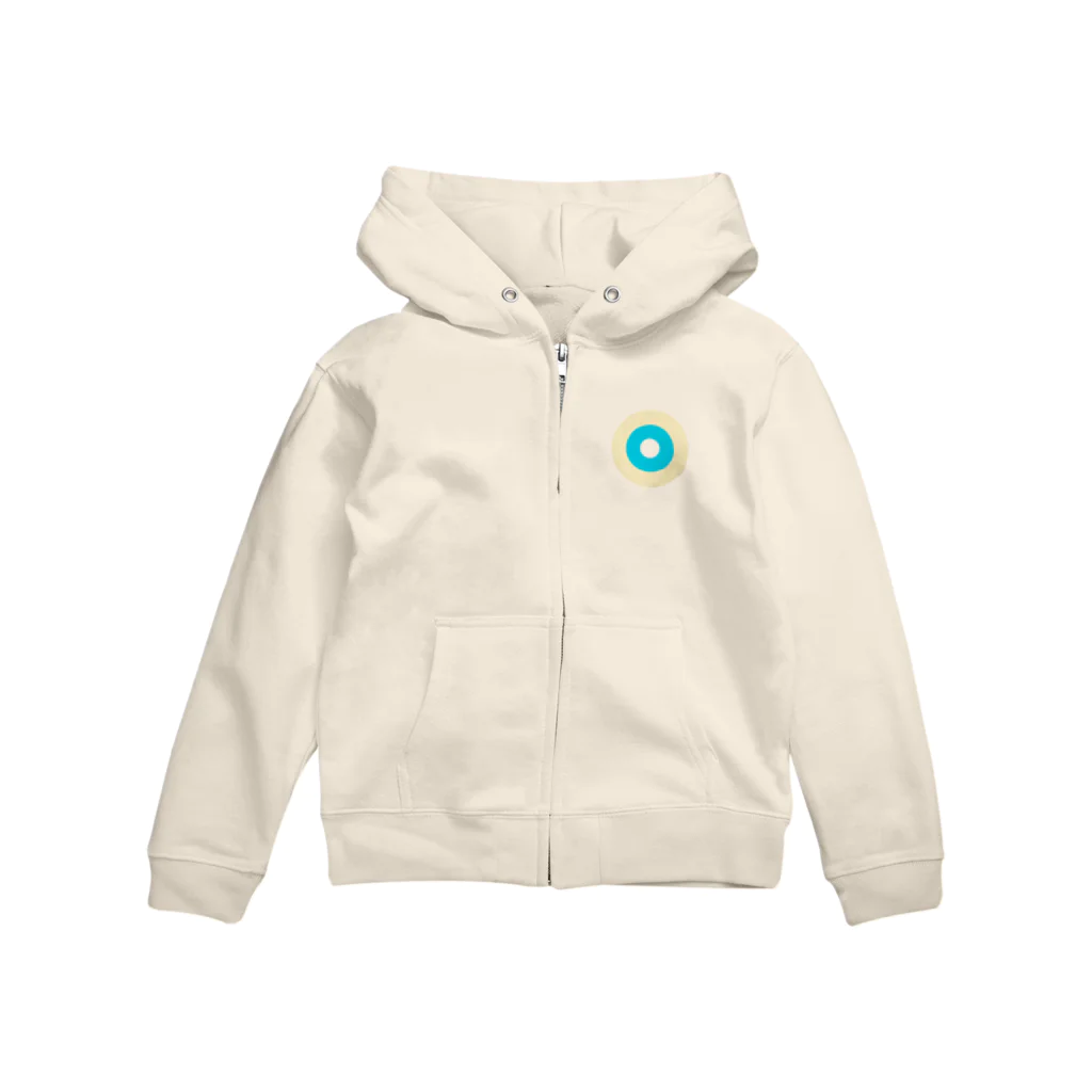 CORONET70のサークルa・クリーム・水色2・白 Zip Hoodie