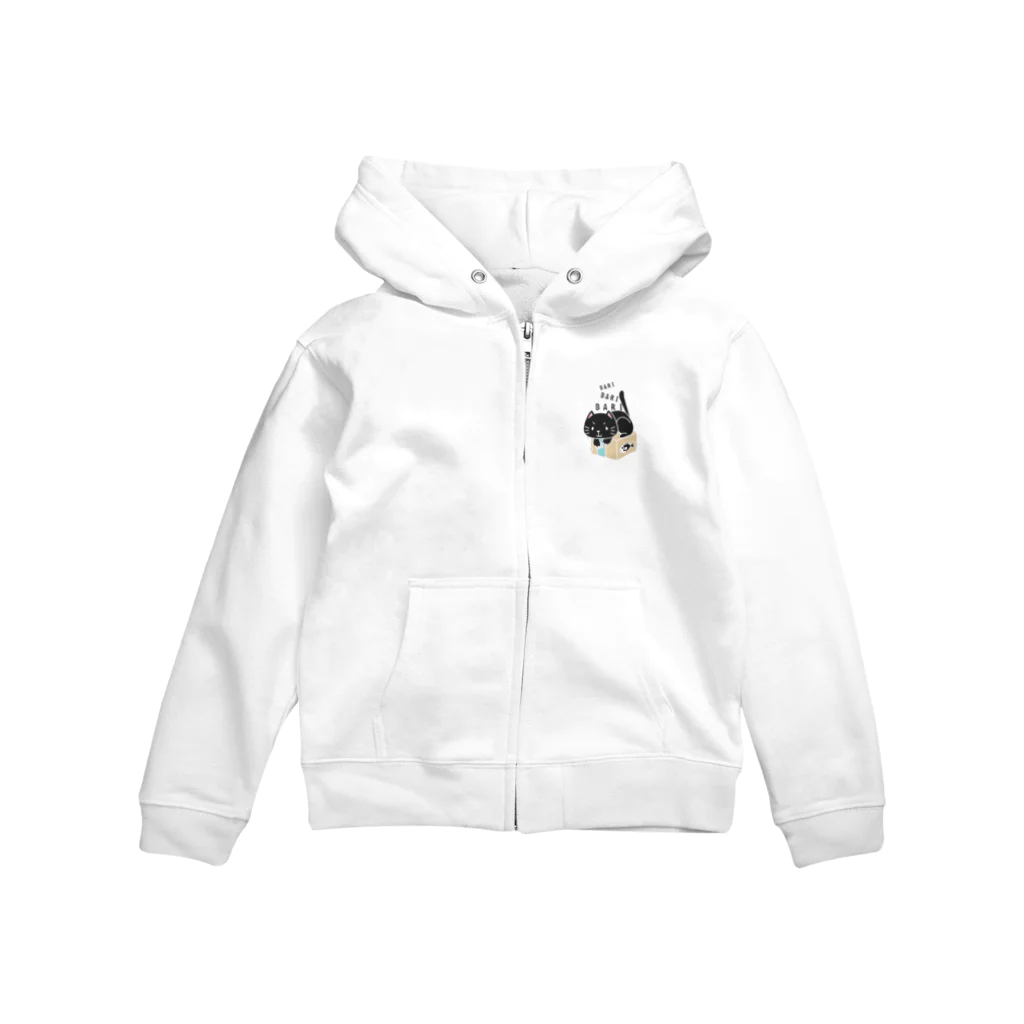 キッズサイズ　わんぱくぽめる堂のキッズサイズ　クロネコのバリバリバリー Zip Hoodie