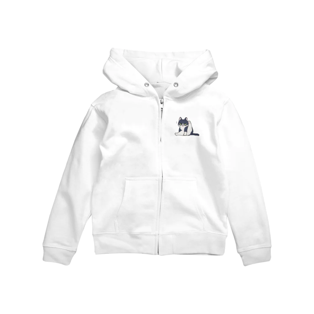 寂しんぐのはちわれのねこ(毛づくろい) Zip Hoodie