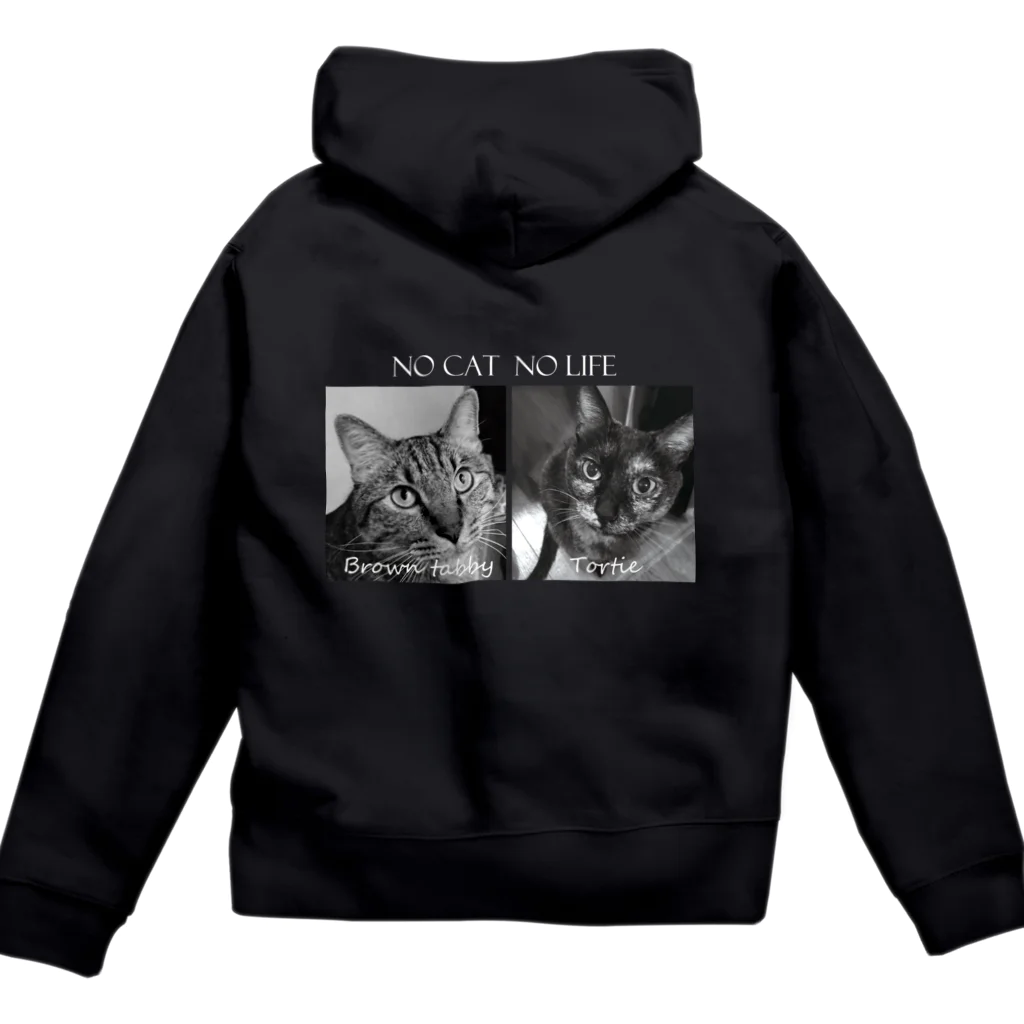 amo-shima　(アモシマ)のジップパーカー NO CAT NO LIFE （白文字） Zip Hoodie