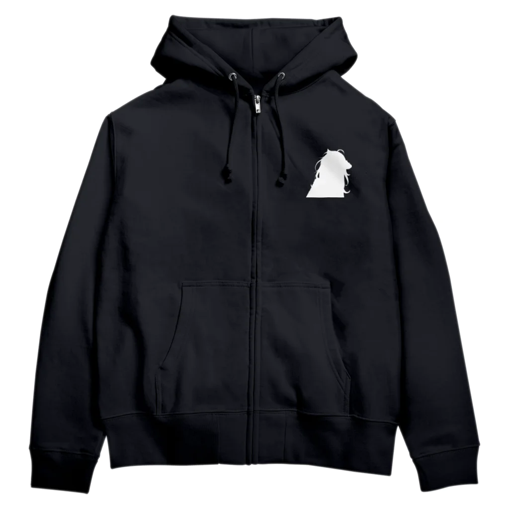 いにゅオリジナルグッズのケモ耳の女の子のシルエット 白 Zip Hoodie