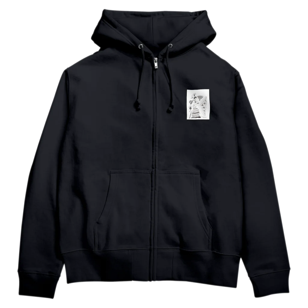 Flamenco Verano Tiendaのフラメンコ　ベラーノ　黒白カスタネット Zip Hoodie