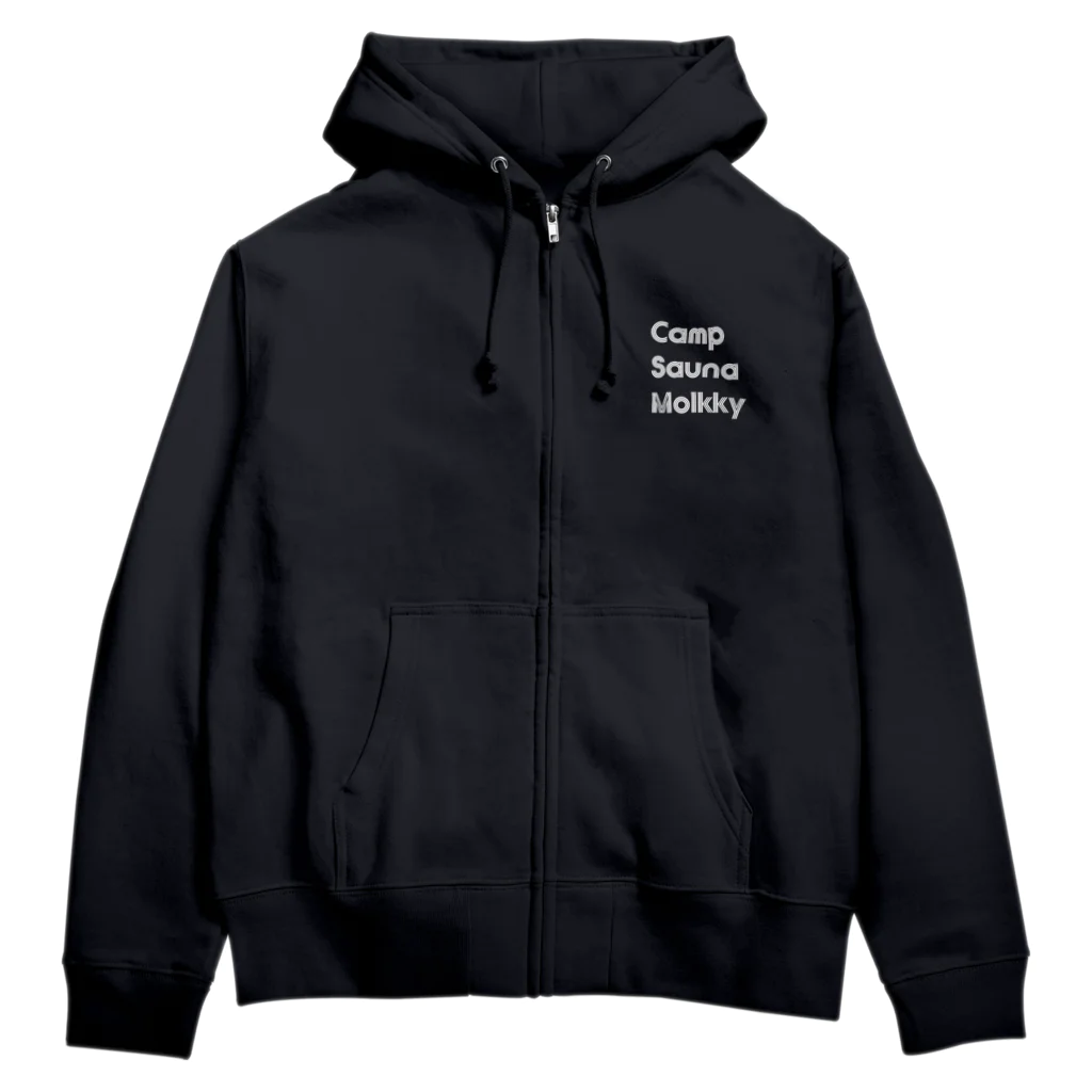 40yakisobaのキャンプサウナモルック　2（白） Zip Hoodie