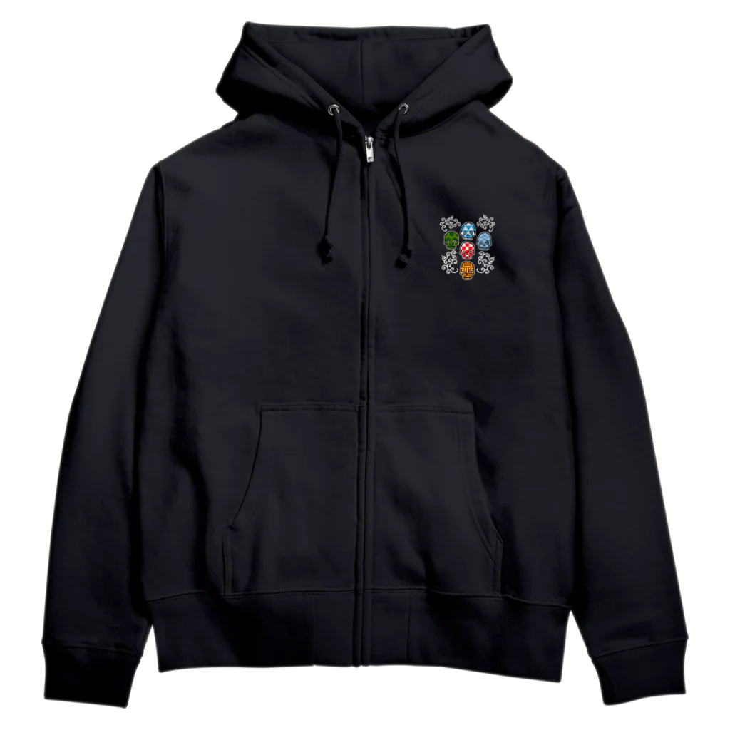 Siderunの館 B2の和柄 DE ドクロ Zip Hoodie