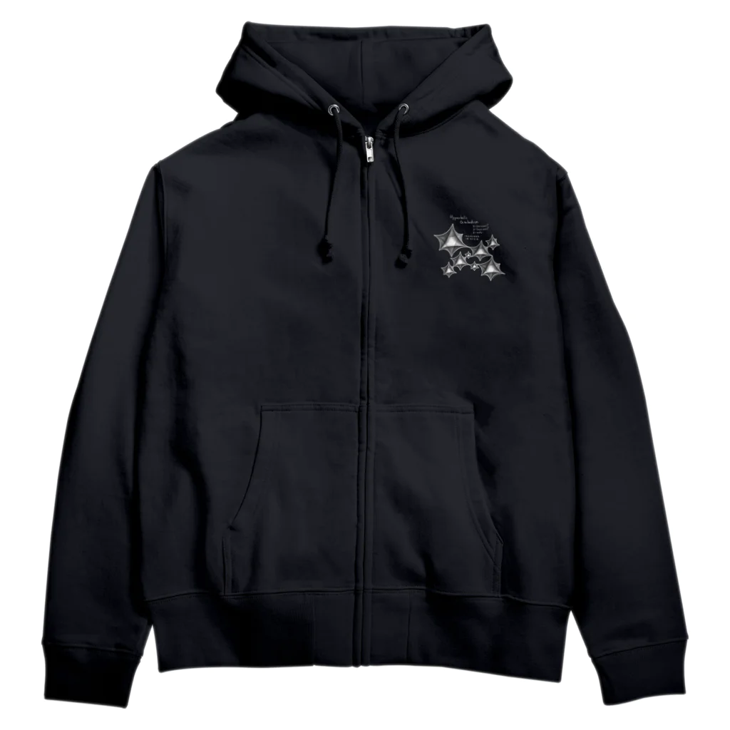 ずけやま #数学デッサンの双曲八面体(hyperbolic octahedron) Zip Hoodie