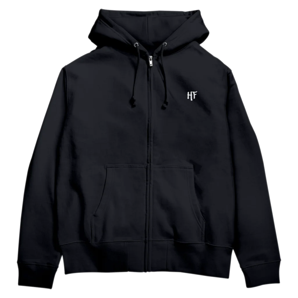 HFのHF バックロゴ　ホワイト Zip Hoodie