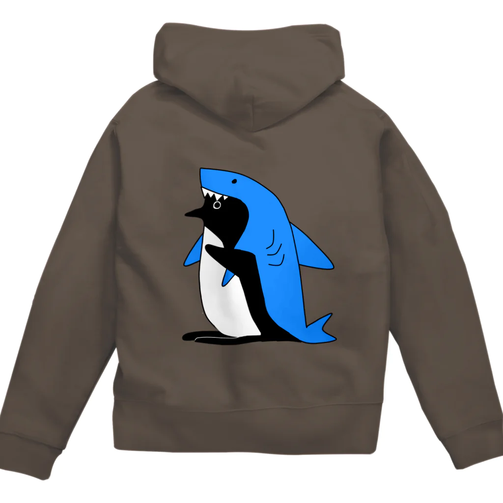 PGcafe-ペンギンカフェ-のサメを被るペンギン Zip Hoodie