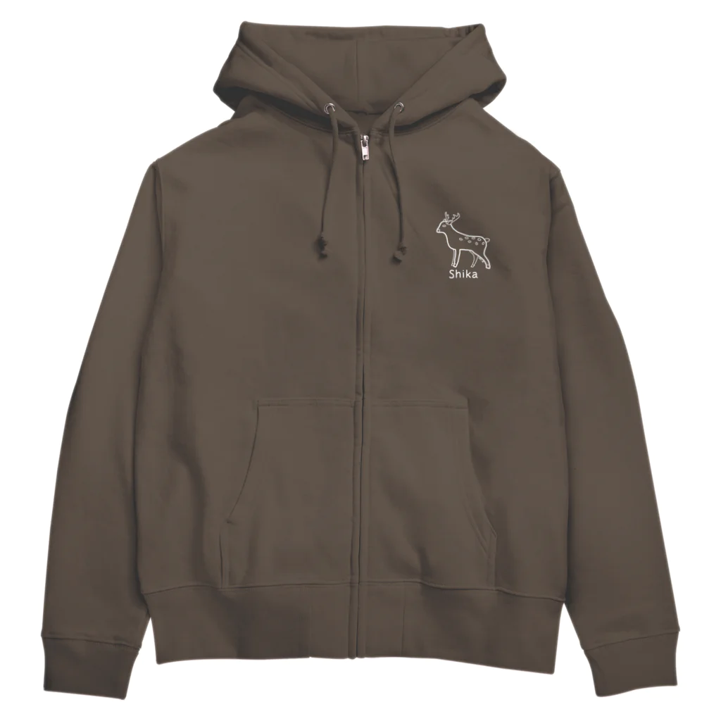 MrKShirtsのShika (シカ) 白デザイン Zip Hoodie