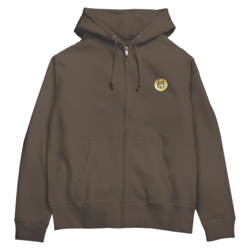 アンティークZeeeのムーンウルフ Zip Hoodie