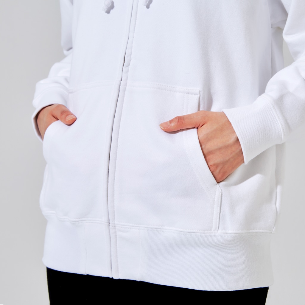 軽凌相撲部のシンプルロゴ「KEIRYO」白インク Zip Hoodie :front pocket