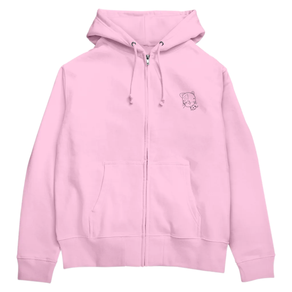 女将のお店の大将が左手で書いたねこ Zip Hoodie