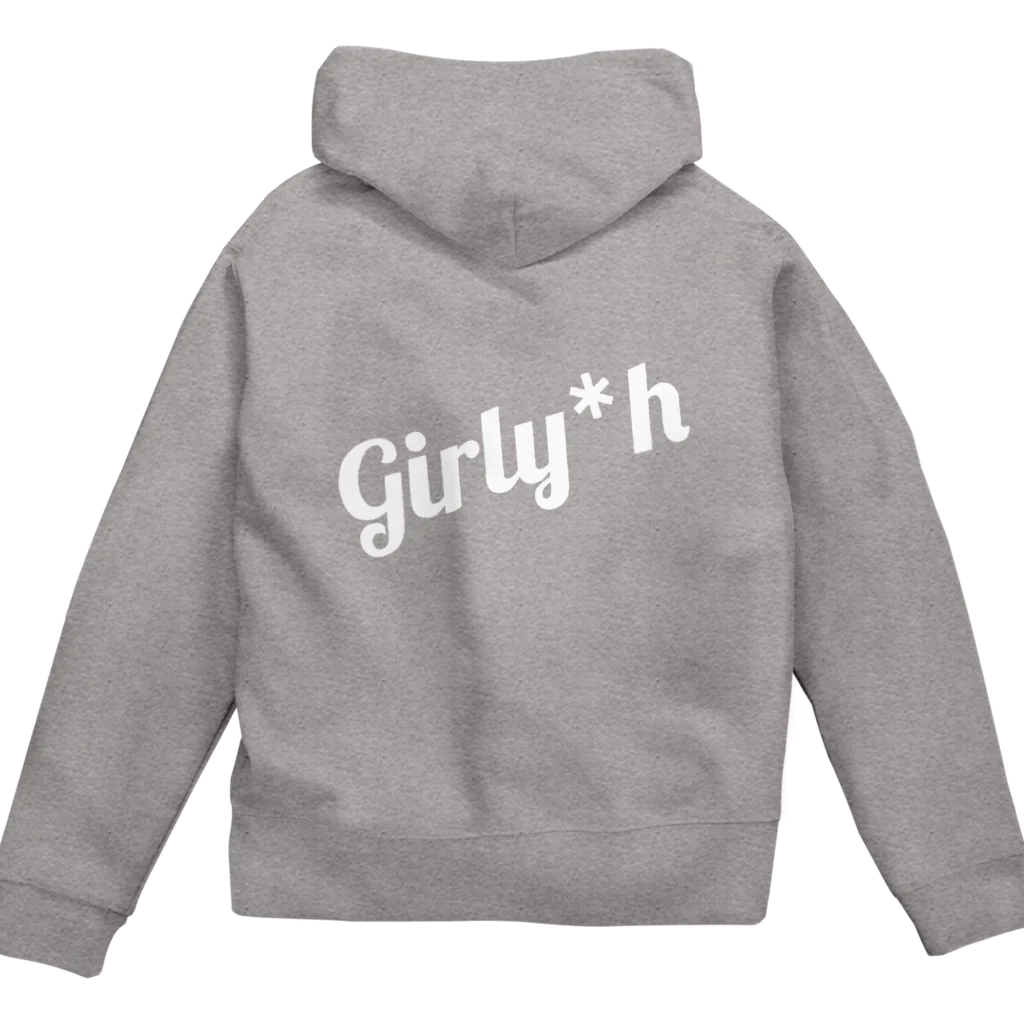 Girly*hガーリーエイチのGirly*hロゴ(ホワイト) Zip Hoodie