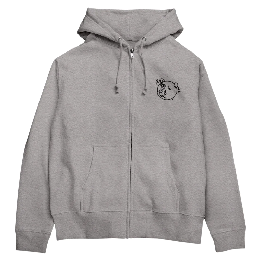 まるコロッ。のクマコロまる・パンを食べる（小）（線画：黒バージョン） Zip Hoodie