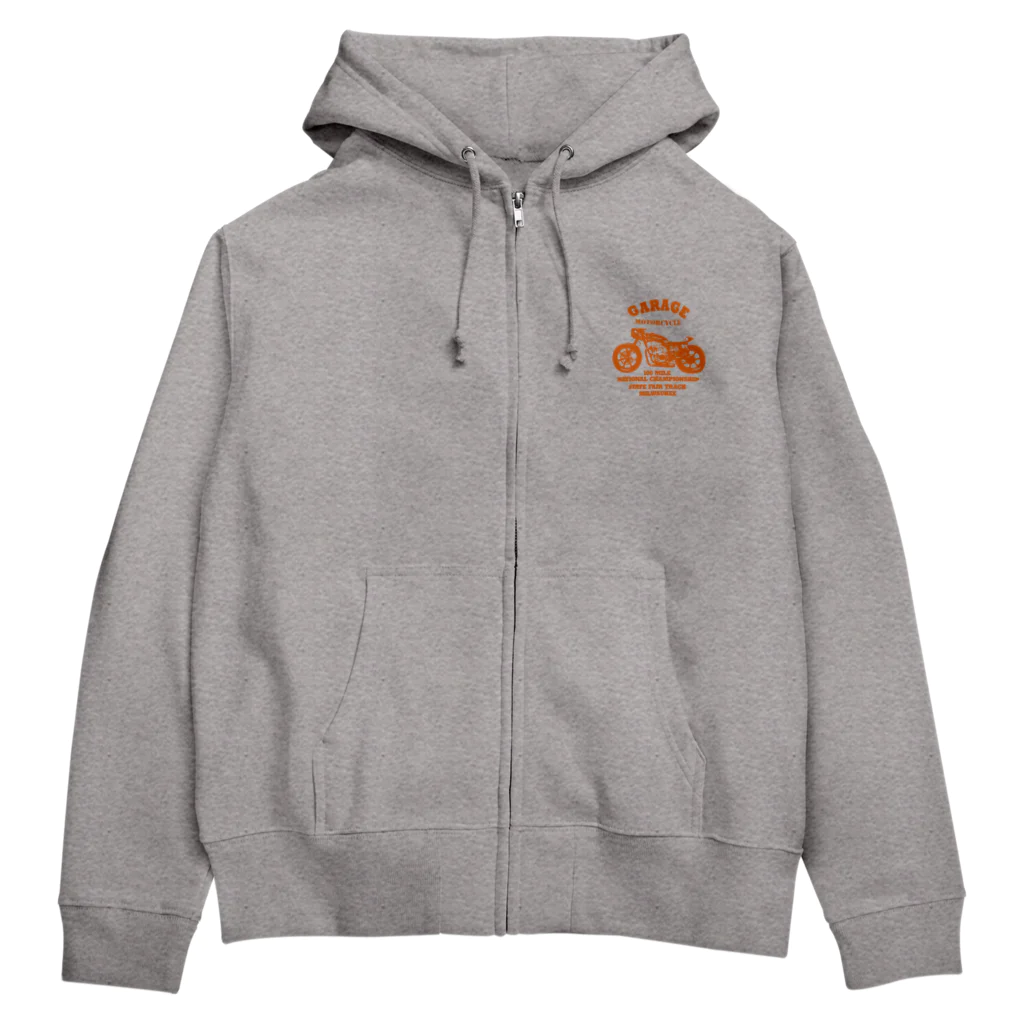 キッズモード某の武骨なバイクデザイン orange Zip Hoodie