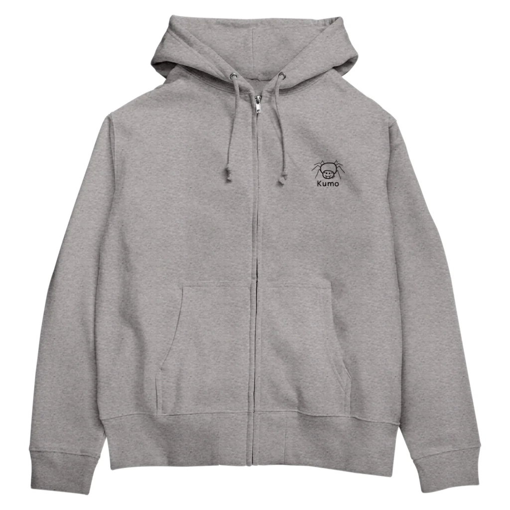 MrKShirtsのKumo (クモ) 黒デザイン Zip Hoodie