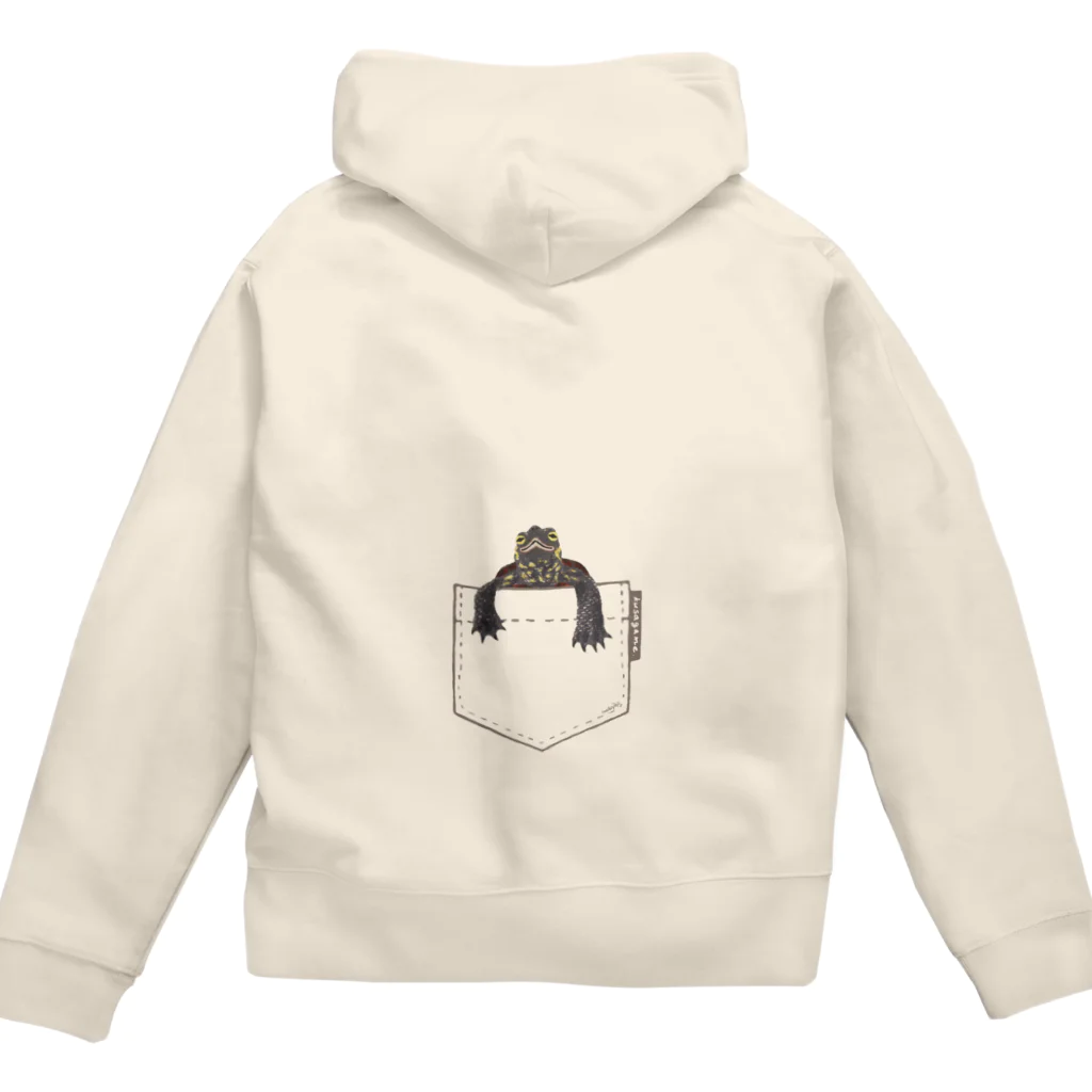 めろんぽっぷのお店だよのポケットからクサガメ 小ポケット Zip Hoodie