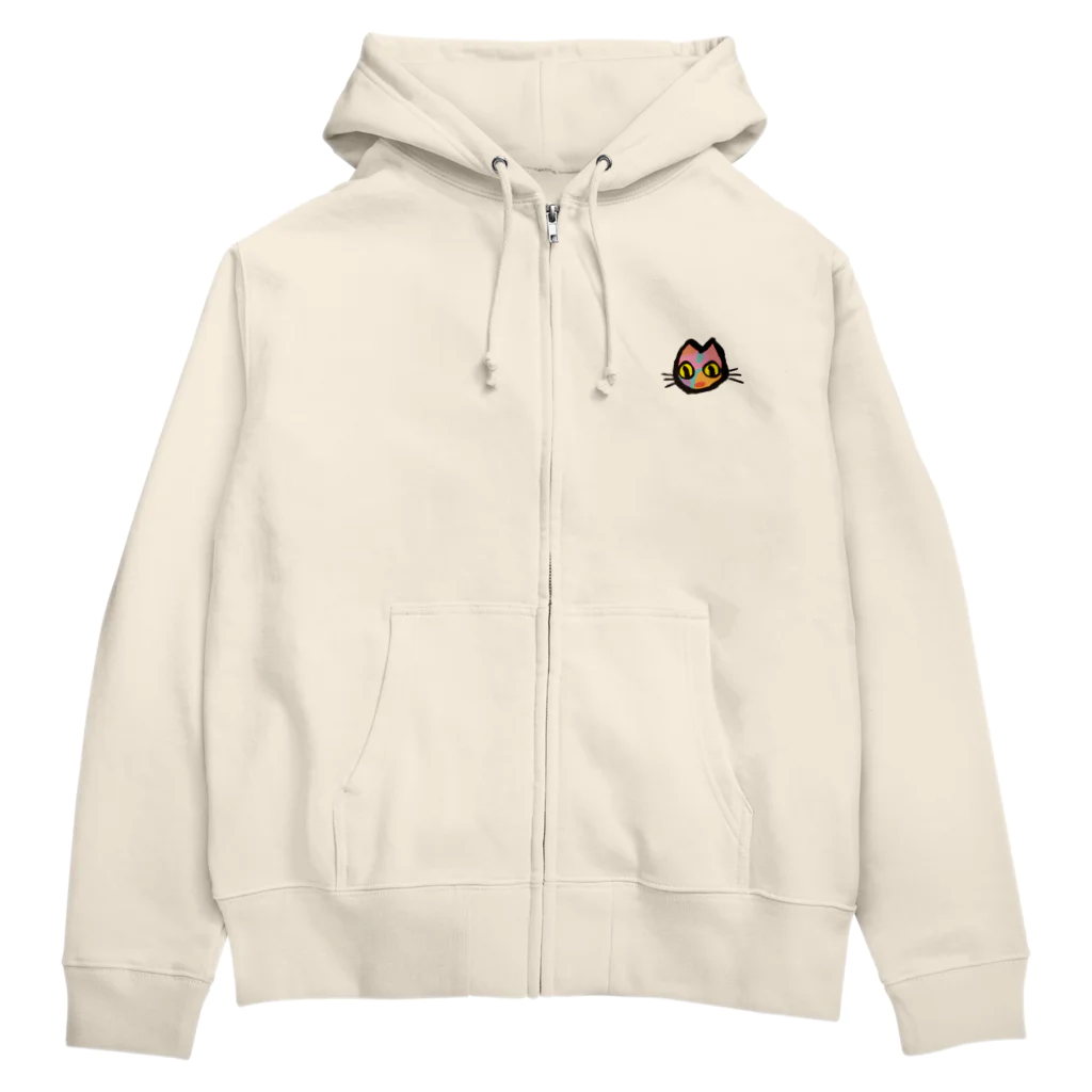 まみおデザインのカラフルニャンコ Zip Hoodie