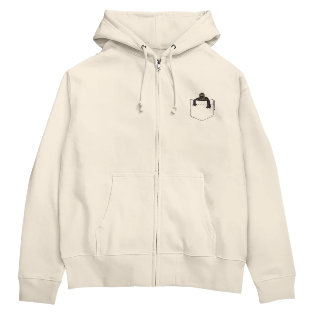 めろんぽっぷのお店だよのポケットからクサガメ 小ポケット Zip Hoodie