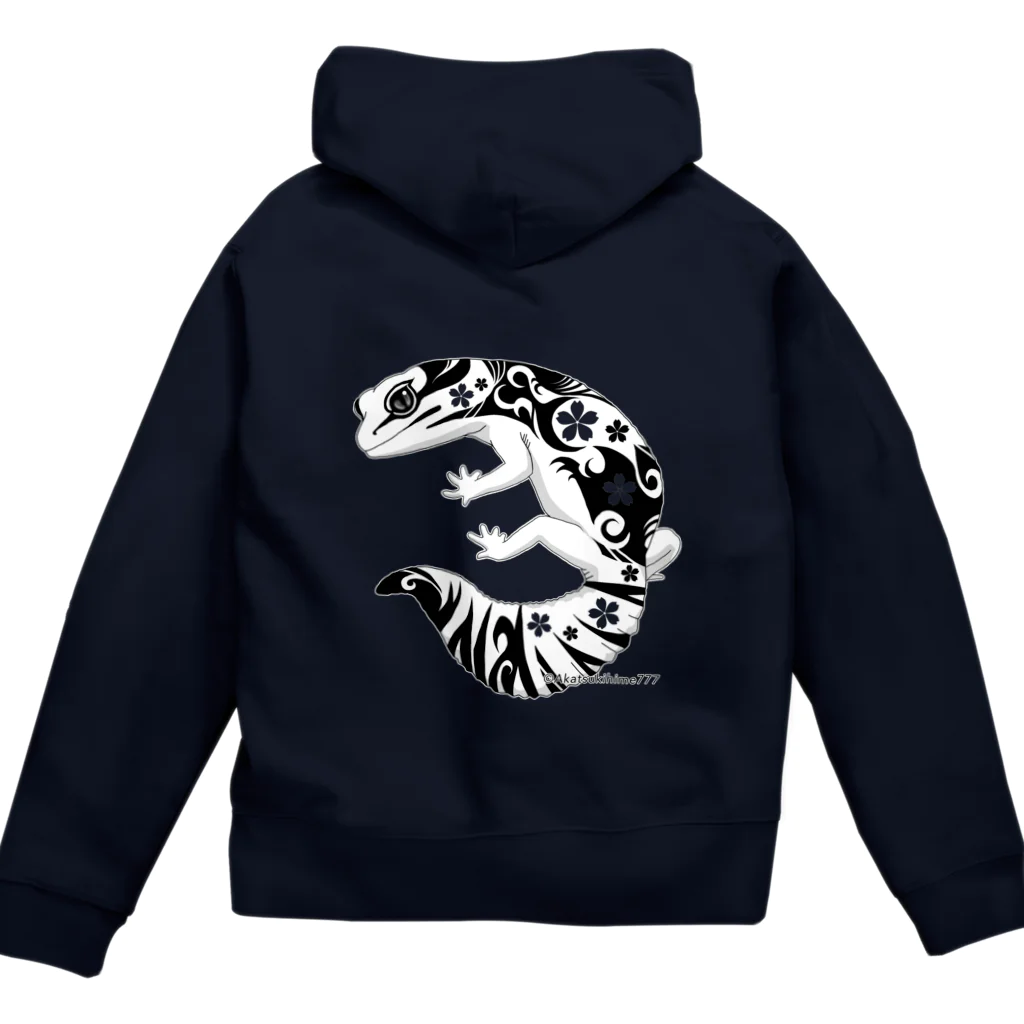 箱庭金魚❀暁姫の桜トライバル ニシアフリカトカゲモドキ透過 Zip Hoodie