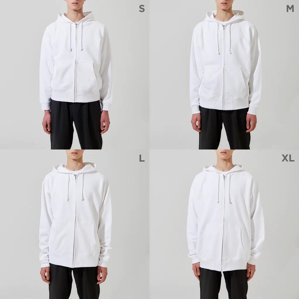 MrKShirtsのKumo (クモ) 白デザイン ジップパーカーのサイズ別着用イメージ(男性)