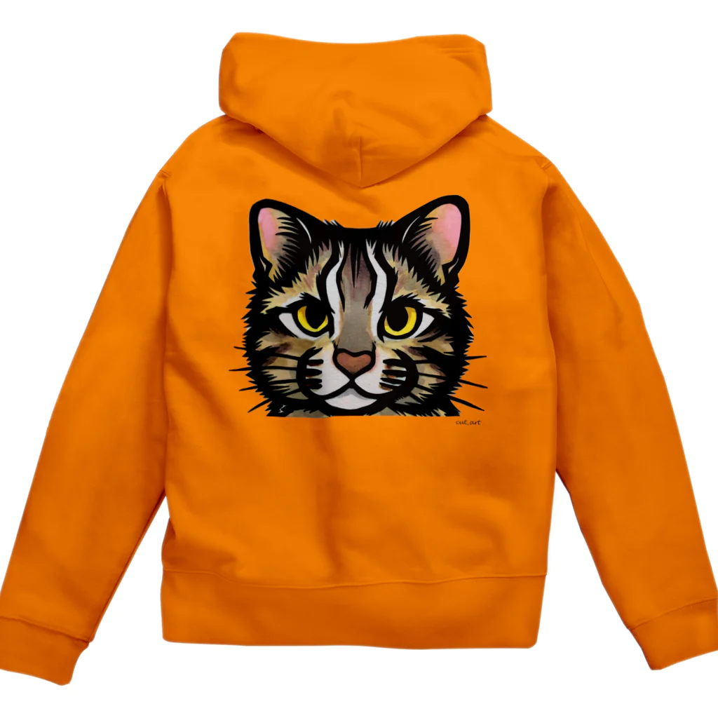 やまねこショップSUZURI支店のツシマヤマネコ顔ばーんジップパーカー Zip Hoodie