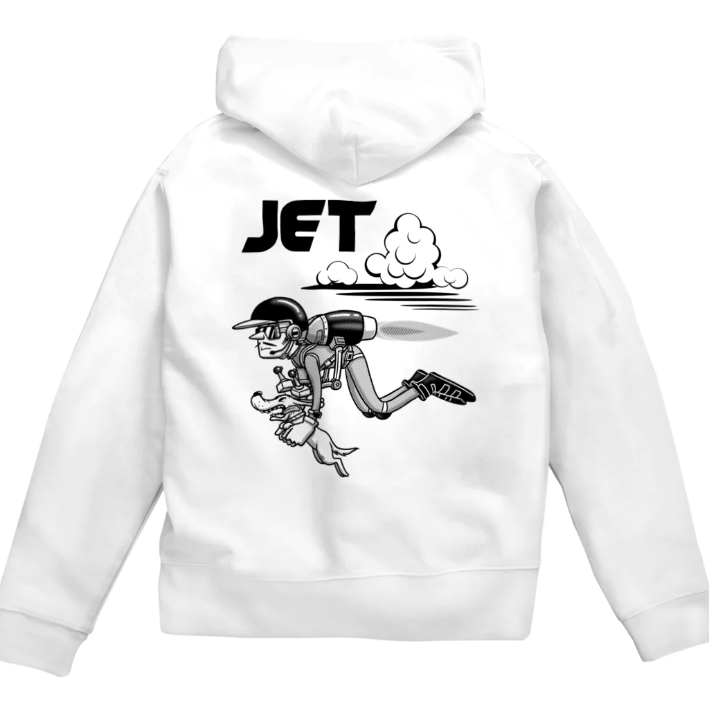 nidan-illustrationのhappy dog -JET- (black ink) Zip Hoodie