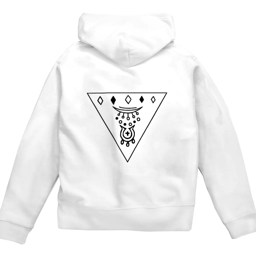 KIKITEKI_LABORATORYの閉眼逆トライアングル 黒 Zip Hoodie