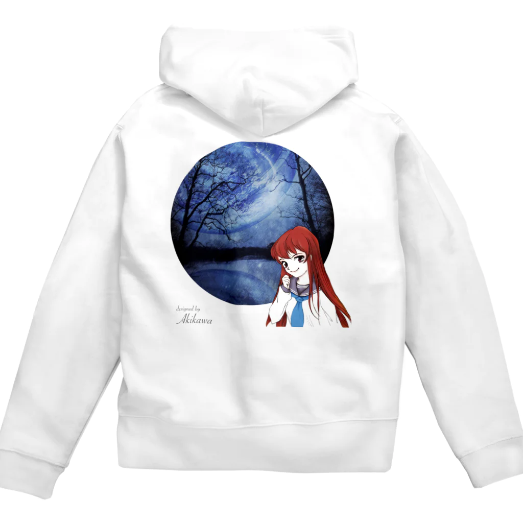 Akikawaのおみせの宇宙　少女と夜空A Zip Hoodie