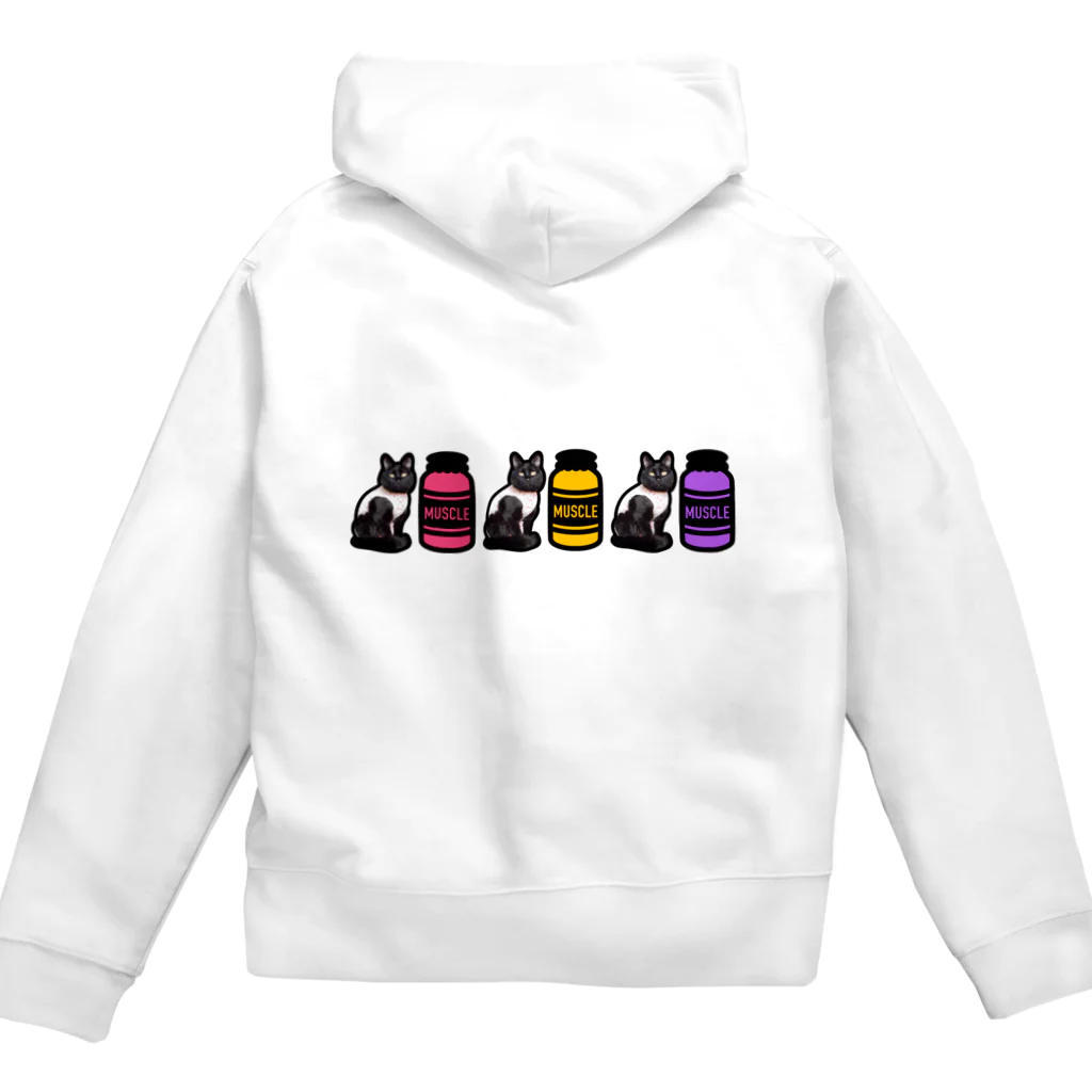 保護猫支援ショップ・パール女将のお宿のマッスルニャンコ Zip Hoodie