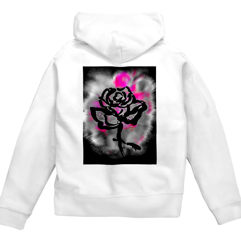 紅空月(kouzuki)designの和筆薔薇_pink Zip Hoodie