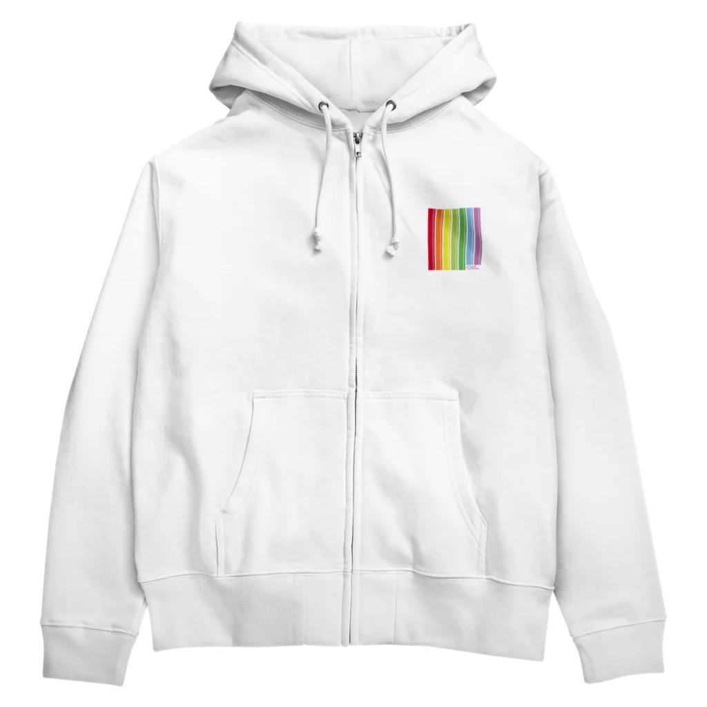 CHILL etc.のビビッド虹色ストライプパーカー Zip Hoodie