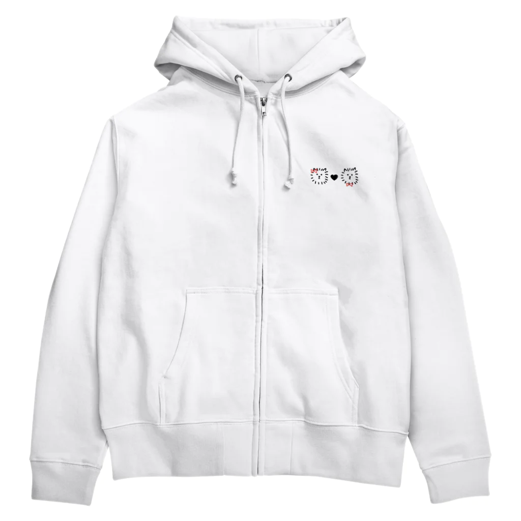 二度寝の犬・なかよしポメラニアン Zip Hoodie