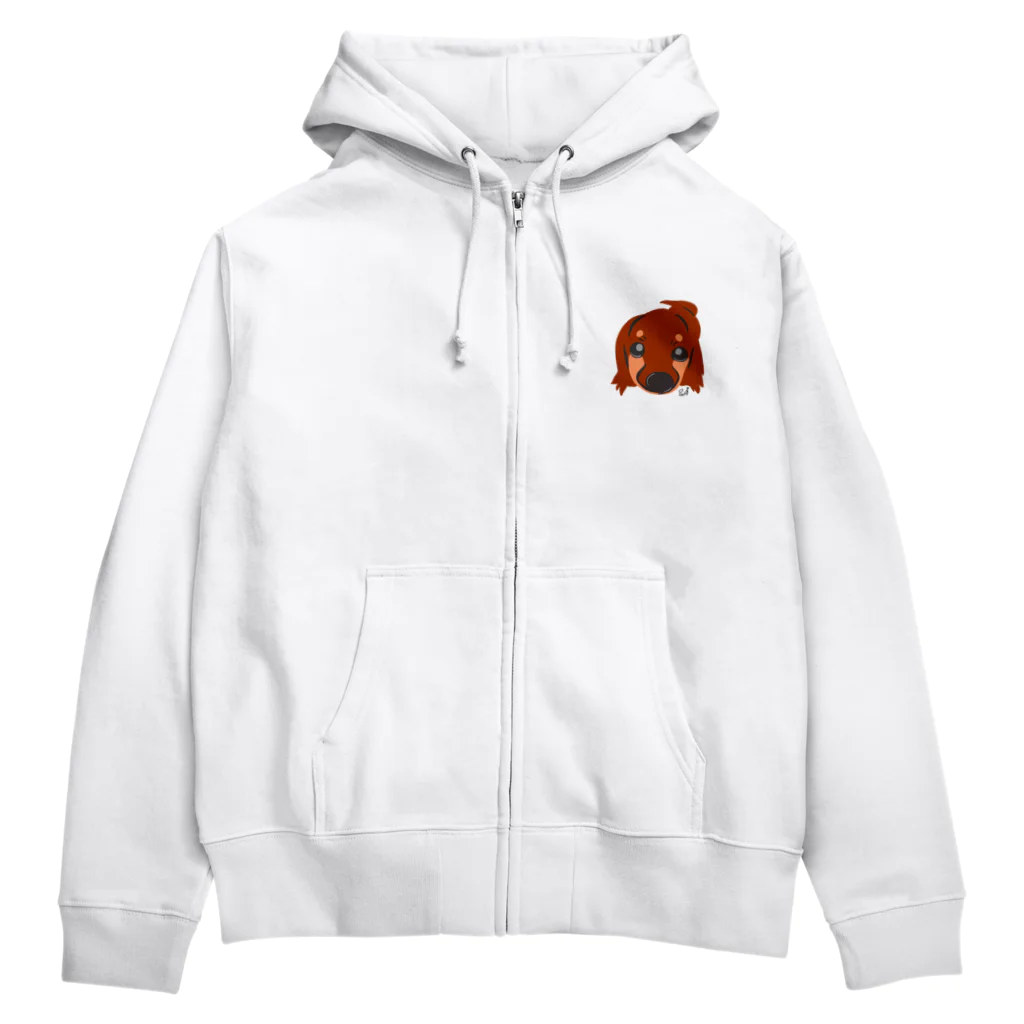 shop  wizのドアップチョコタンワンコ Zip Hoodie