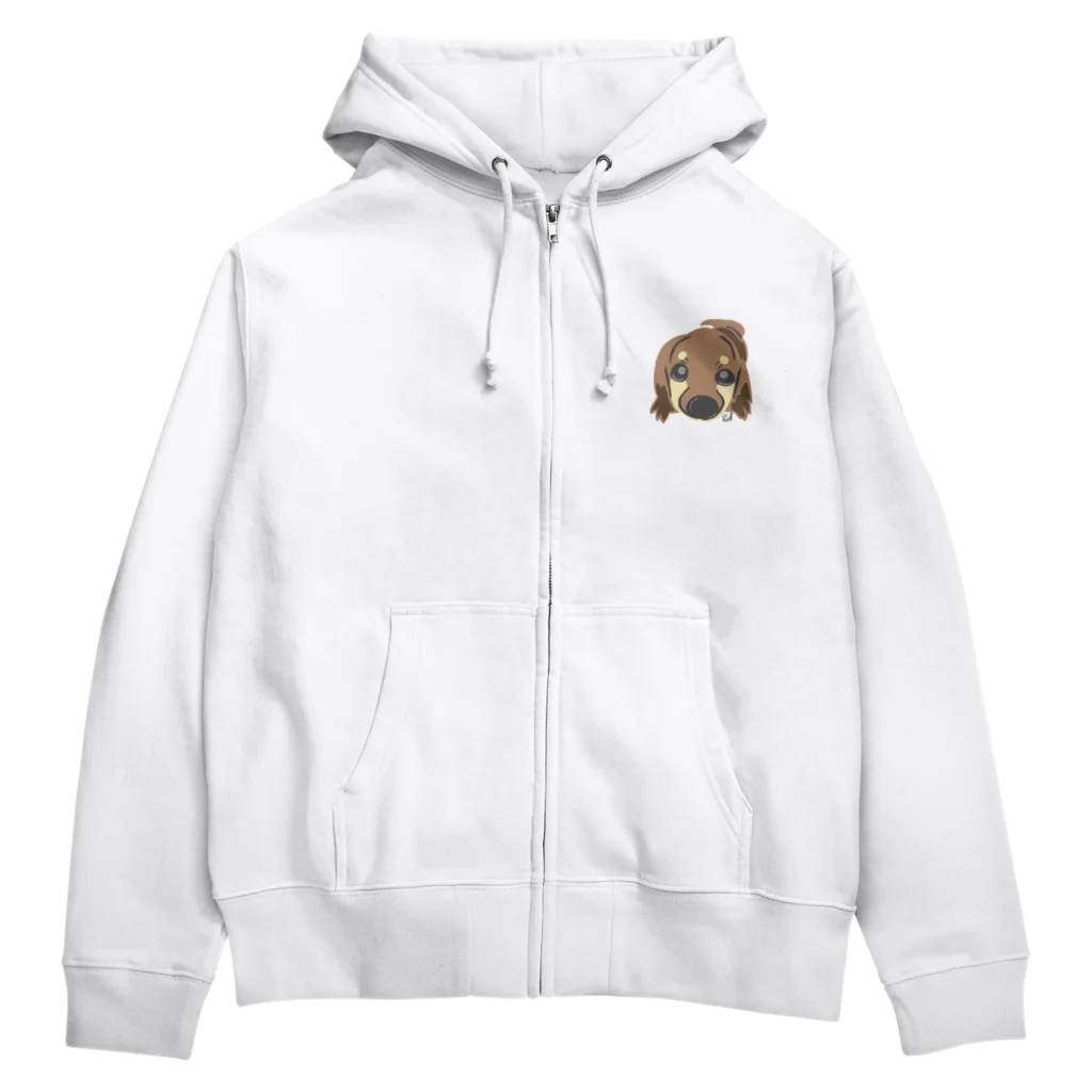 shop  wizのドアップシューデッドパターン2ワンコ Zip Hoodie