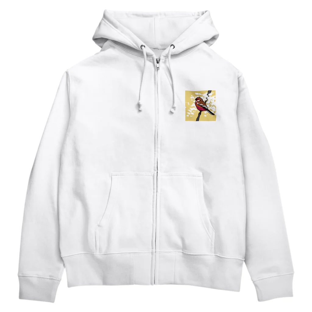 工房ＨＡＮＺＯＵの野鳥シリーズ　ベニマシコ Zip Hoodie