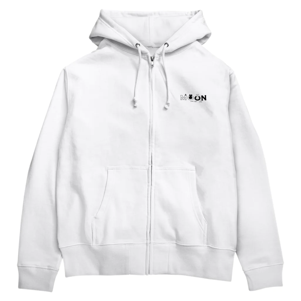 そいそいソイラテのお月見うさぎ(白兎縁あり) Zip Hoodie