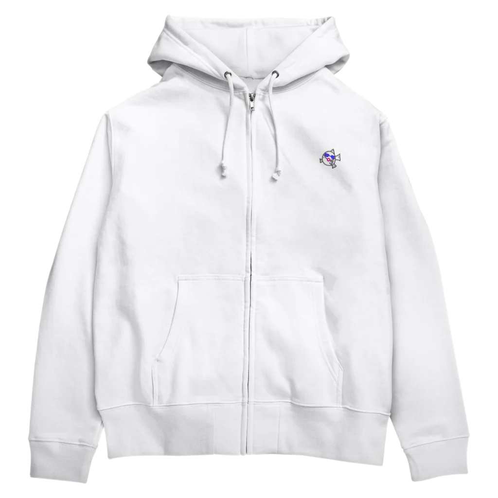 ブラックふくろう🦉のまちゃ(ふぐ) Zip Hoodie