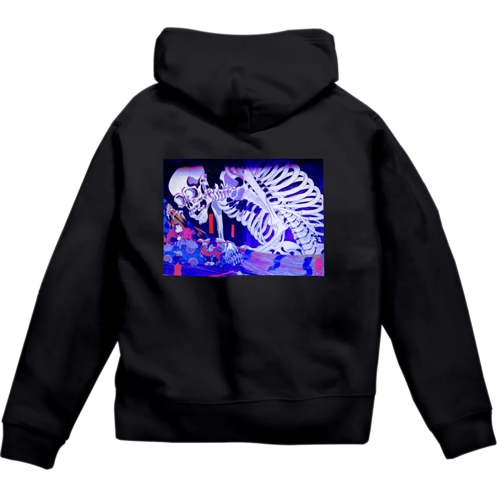 ぱられるわーるどの浮世絵gasya髑髏　blue Zip Hoodie